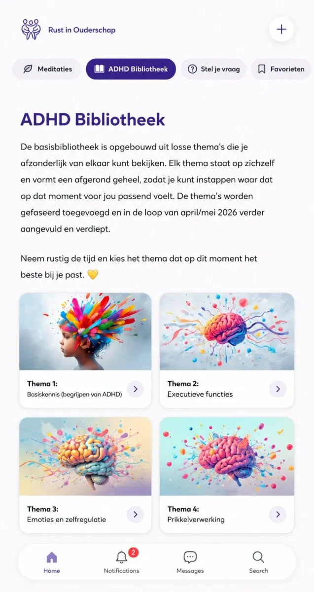 OpvoedApp ADHD bibliotheek