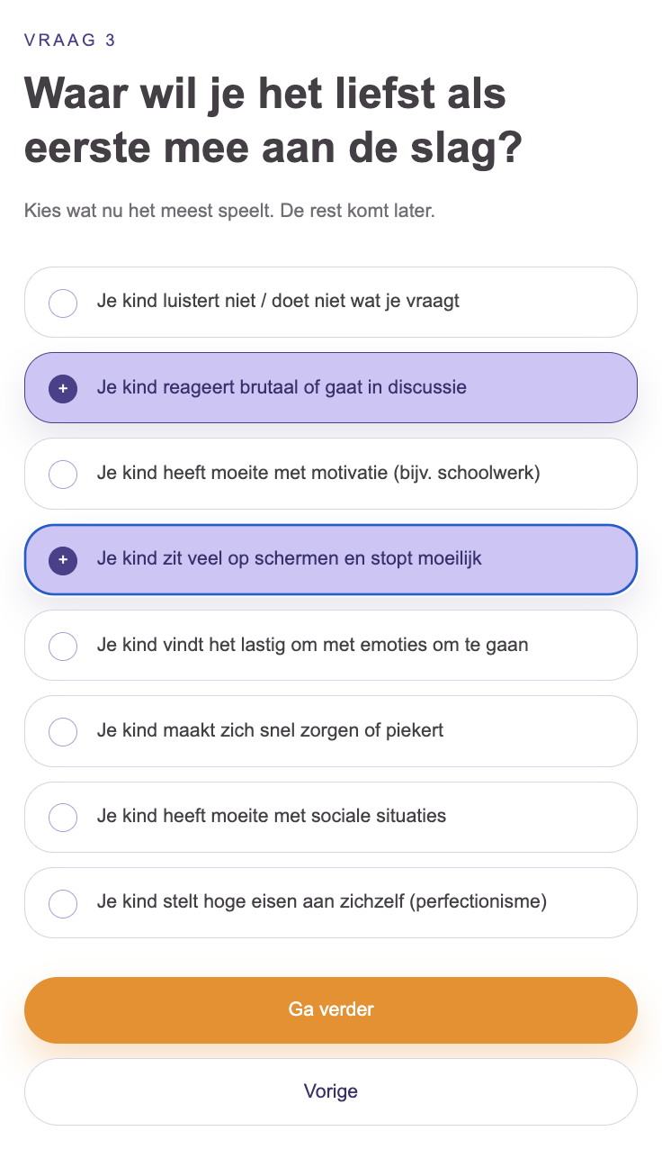 Voorbeeldvraag uit de persoonlijk-plan test